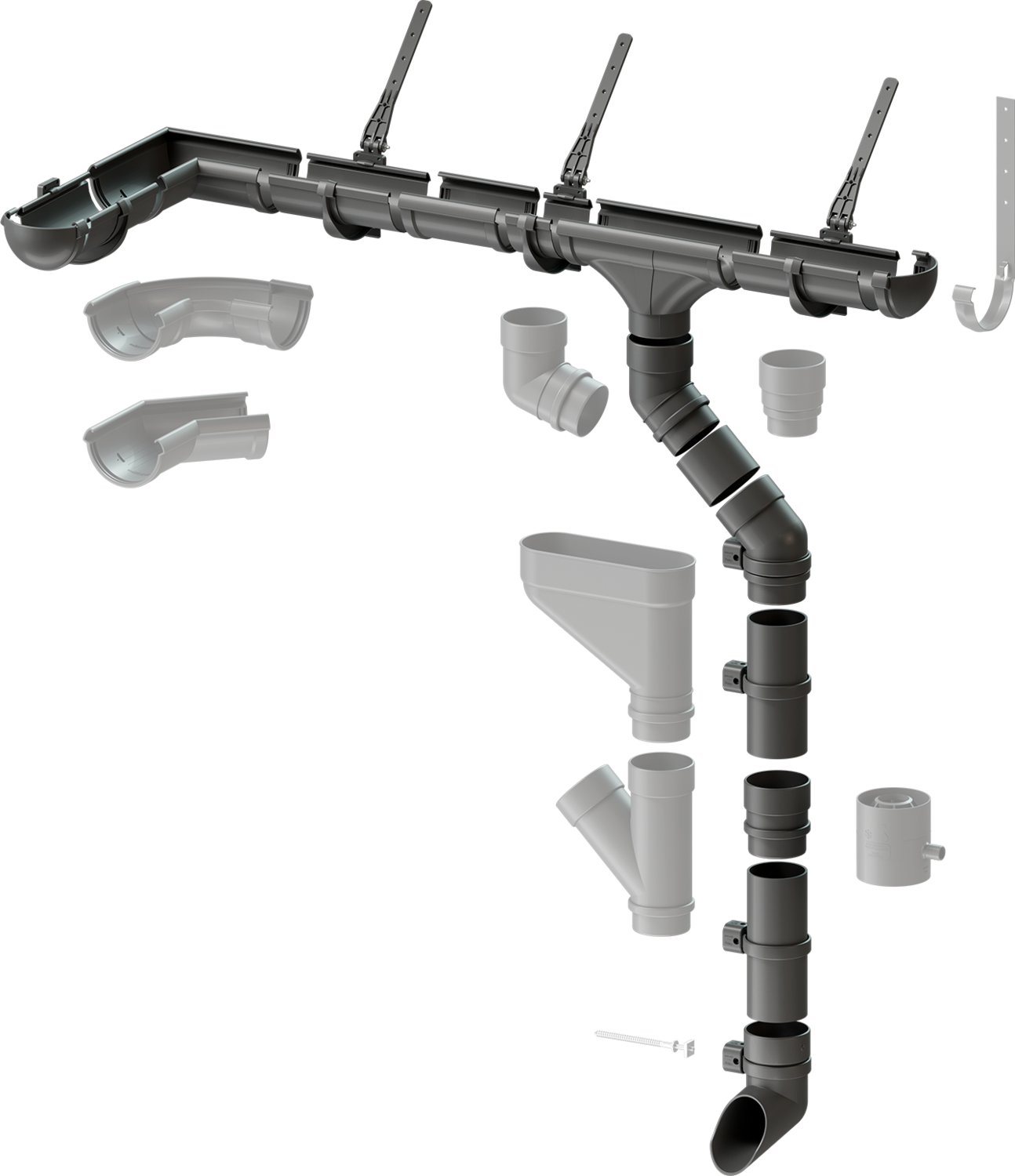 пластиковый водослив Деке Люкс серый графит продажа пластиковый водослив Деке Люкс серый графит